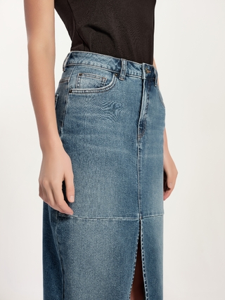 CONTE CON-764 Джинсовая юбка-midi из eco-friendly денима с разрезом