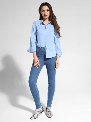 CONTE LBL 1041 Однотонная хлопковая рубашка с декоративными пуговицами