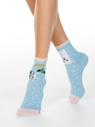 CONTE HAPPY Хлопковые носки с рисунками "Лама и кактус"