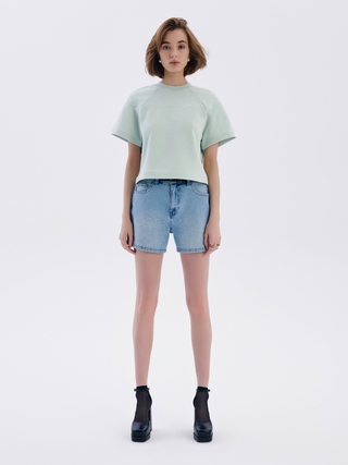 CONTE CON-561 Джинсовые шорты с высокой посадкой и разрезами