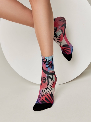 CONTE FANTASY Плотные носки с черным мыском и рисунком «Hipnotic»