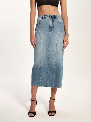 CONTE CON-804 Джинсовая юбка-midi с дугообразными вытачками