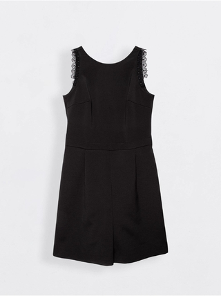 CONTE GIGI Черный полукомбинезон с открытыми плечами и кружевом