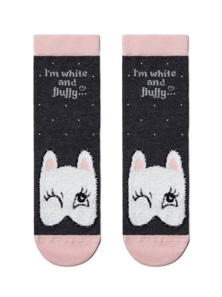 CONTE HAPPY Хлопковые носки с пушистым рисунком "Котик"