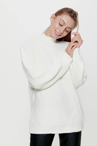 CONTE LDK225 Удлиненный фактурный джемпер с геометрическим рисунком