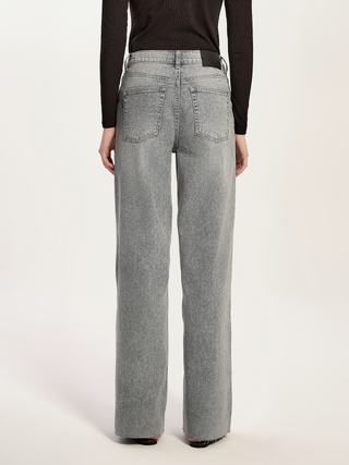CONTE CON-785 Джинсы wide leg ULTRA-LONG серого цвета c необработанным краем