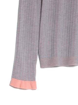 CONTE LDK 063 Стильный вязаный джемпер в рубчик с рюшами