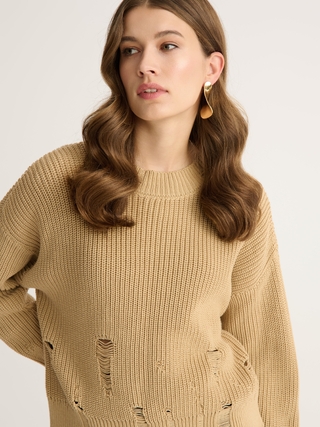 CONTE Укороченный джемпер объёмного силуэта с имитацией разрывов LDK 2394