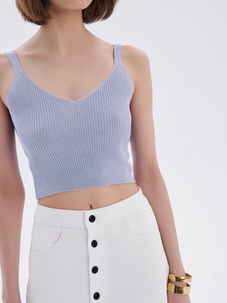 CONTE CON-651 Белая джинсовая юбка-midi на пуговицах с необработанным краем