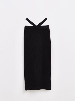 CONTE LU 1611 Юбка-карандаш в рубчик с разрезом и фигурным поясом