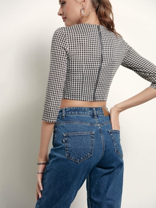 CONTE LJ 1432 Укороченный жакет с рисунком «гусиная лапка» женский