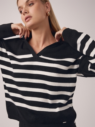 CONTE Джемпер-поло объемного силуэта из пряжи с шерстью LDK 2390