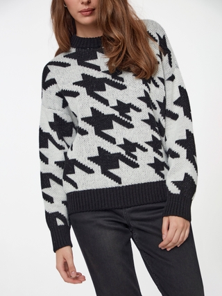 CONTE LDK 307 Oversize-джемпер c вывязанным рисунком "в гусиную лапку"