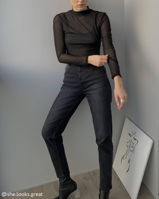 CONTE CON-314 Eco-friendly джинсы Mom Fit с высокой посадкой и кокеткой