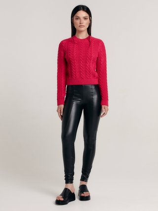 CONTE LLG 1930 (коробочка) Леггинсы из экокожи на флисе с рельефными швами