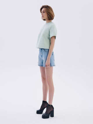 CONTE CON-561 Джинсовые шорты с высокой посадкой и разрезами