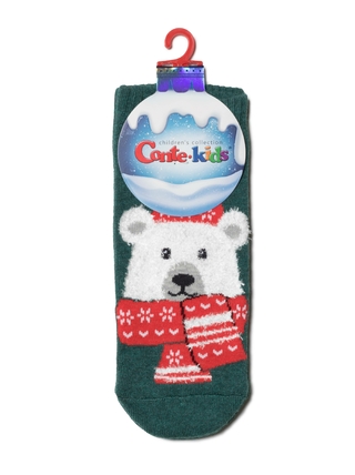 Conte-Kids Новогодние носки "Белый мишка" с махровой стопой и пушистой нитью