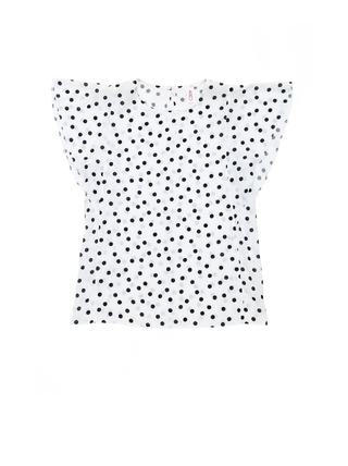 CONTE LBL 1092 Блузка в горошек с воздушными воланами из вискозы премиального качества