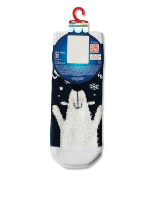 CONTE-KIDS Короткие новогодние носки махровой стопой и пушистой нитью «Let it snow»