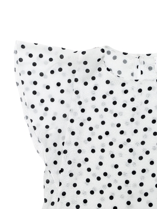 CONTE LBL 1092 Блузка в горошек с воздушными воланами из вискозы премиального качества