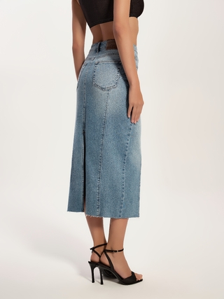 CONTE CON-804 Джинсовая юбка-midi с дугообразными вытачками