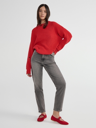 CONTE Джемпер объёмного силуэта из хлопка с имитацией разрывов LDK 2395