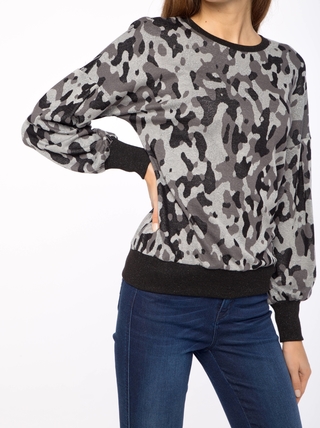 CONTE LD 839 Ультрамодный джемпер с принтом "камуфляж" и мерцающим блеском