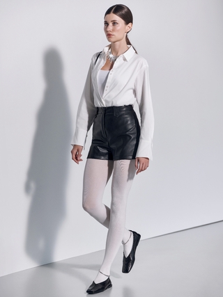 CONTE Шорты из экокожи с притачным поясом с фигурными шлёвками LS 2857