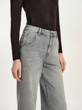 CONTE CON-785 Джинсы wide leg ULTRA-LONG серого цвета c необработанным краем