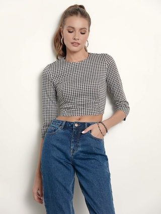 CONTE LJ 1432 Укороченный жакет с рисунком «гусиная лапка» женский