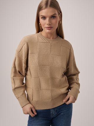 CONTE Джемпер объемного силуэта с узором “квадраты” LDK 2396
