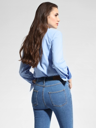 CONTE LBL 1041 Однотонная хлопковая рубашка с декоративными пуговицами