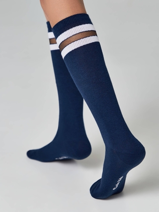 CONTE-KIDS Однотонные хлопковые гольфы со вставками из прозрачной сетки TIP-TOP