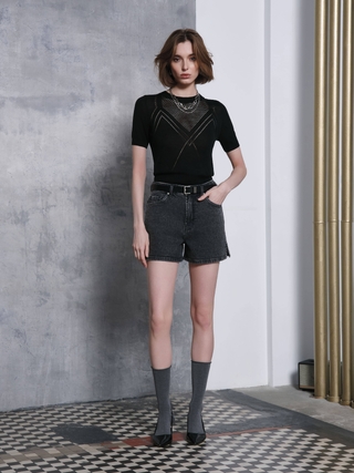 CONTE CON-653 Джинсовые шорты оксидной варки с разрезами