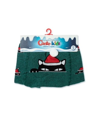 CONTE-KIDS Новогодние колготки с помпоном «Xmas cat»