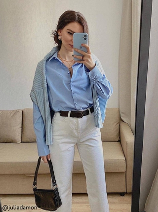 CONTE LBL 1041 Однотонная хлопковая рубашка с декоративными пуговицами