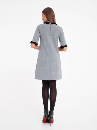 CONTE LPL 848 Платье А-силуэта с металлическим блеском и декором из меха