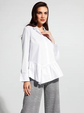 CONTE LBL 1040 Однотонная хлопковая рубашка с ассиметричной баской