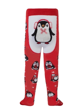 Conte-Kids Новогодние колготки "Пингвин" с пушистой нитью и бантиком