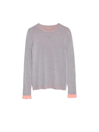 CONTE LDK 063 Стильный вязаный джемпер в рубчик с рюшами