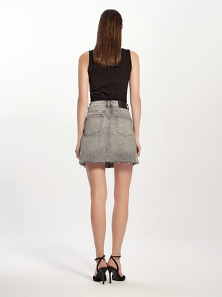 CONTE CON-761 Джинсовая юбка-mini оксидной варки со вставками по бокам