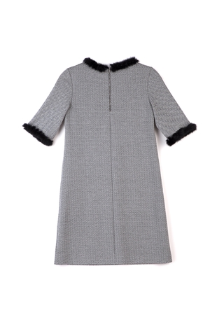 CONTE LPL 848 Платье А-силуэта с металлическим блеском и декором из меха