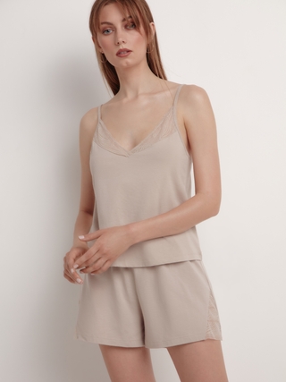 CONTE Zebra LHW 1354 Свободный топ из анималистичного кружева и хлопка