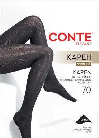 CONTE KAREN (КАРЕН) Меланжевые колготки с геометрическим рисунком