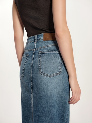 CONTE CON-764 Джинсовая юбка-midi из eco-friendly денима с разрезом