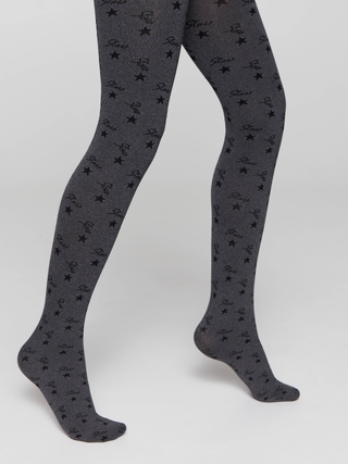 CONTE JESSICA Плотные меланжевые колготки с рисунком «звезды» 