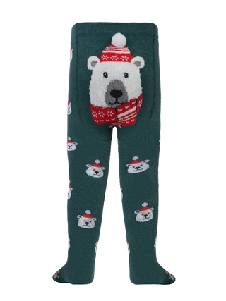 Conte-Kids Новогодние колготки "Белый мишка" с пушистой нитью и помпоном