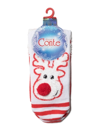 CONTE NEW YEAR Новогодние носки "Рудольф" с махровой стопой и отворотом