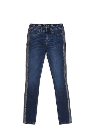 CONTE CON-99 Ультрамодные моделирующие джинсы с лампасами из люрекса