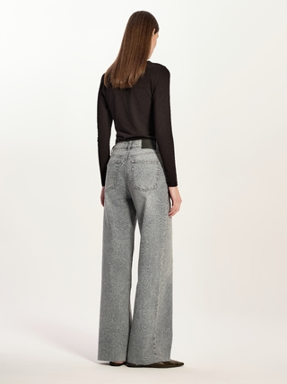 CONTE CON-785 Джинсы wide leg ULTRA-LONG серого цвета c необработанным краем